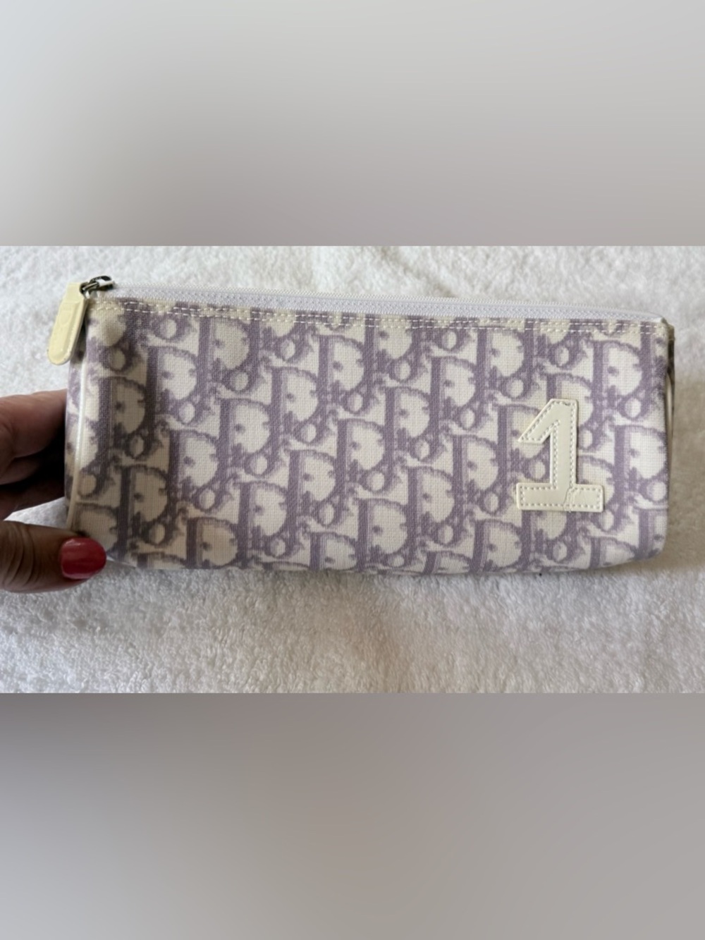 Dior Lavender and Cream Monogram Zip Pouch - Picture 1 of 11